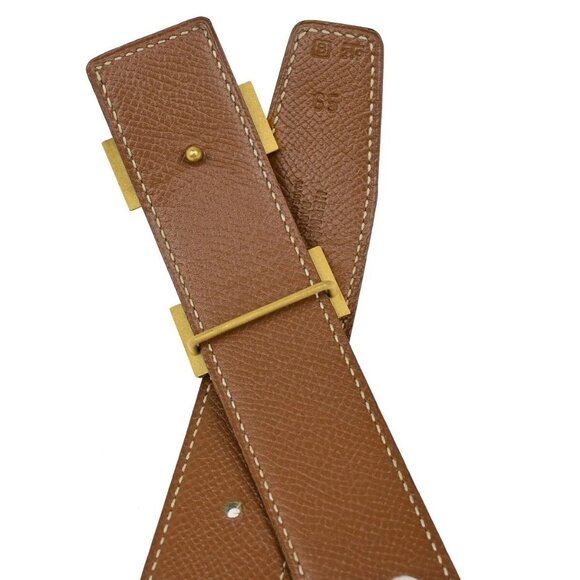 HERMES H Logo Constance Reversible Buckle Belt Leather #65 Black Brown 89YH155 - Picture 2 of 13